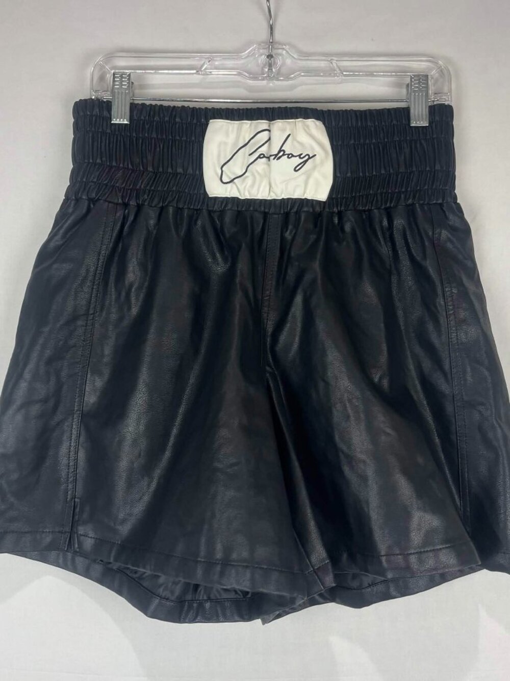 EUC Unbranded Faux Leather Boxing Shorts Womens Black Size S